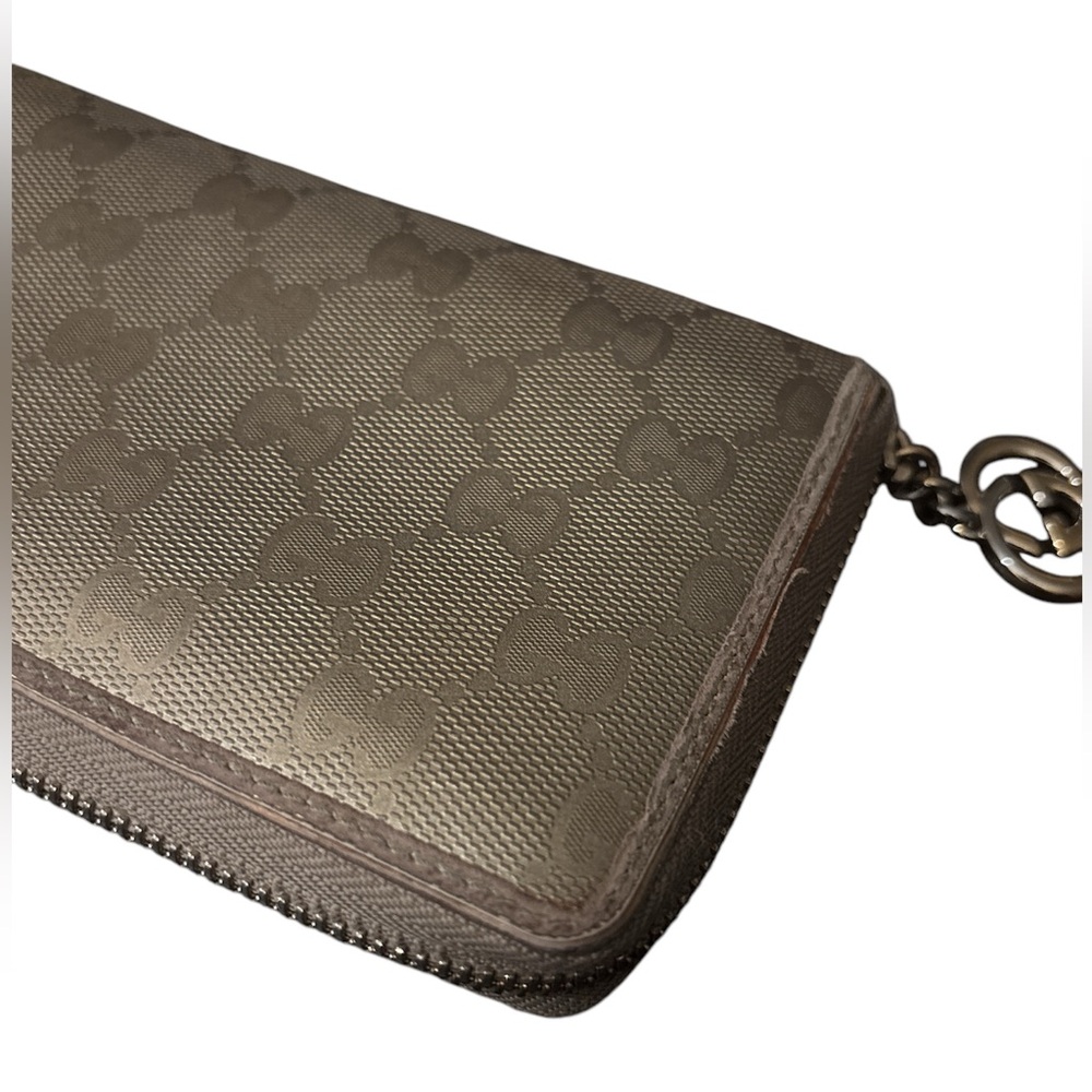 GUCCI Monogram Twins Large Zip Around Wallet Metallic Bronze - Picture 15 of 16